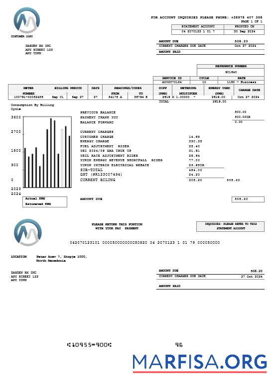 Downloadable Macedonia MGI Energetika business utility bill Word and PDF template